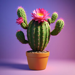 3d cactus in a pot illustration