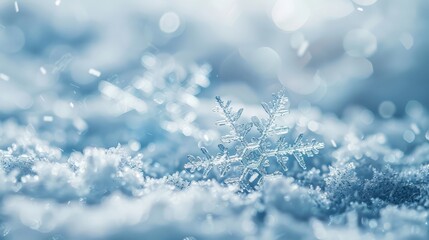 Soft Focus Snowflake Amidst Blurred Snowfall