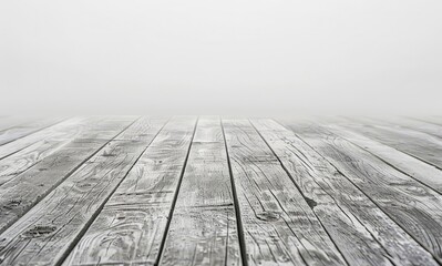 Rustic Wooden Floor in Foggy Room