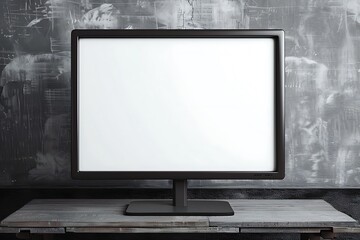 Blank screen on point of sale monitor slate background.