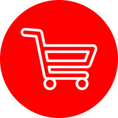 Shopping cart Vector Line White Circle Red