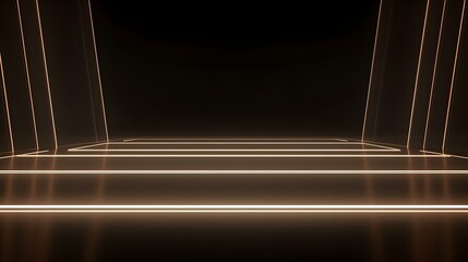 Obraz premium Abstract Stage with beige Neon Lights. Empty Space for Product Presentation