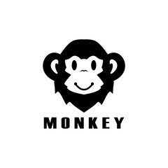 Monkey vector illustration. Simple monkey icon. Black monkey logo on white background,