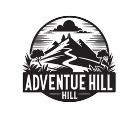 Adventure Hill vector art graphic resources silhourtte vector style, white background