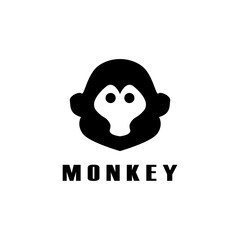 Monkey vector illustration. Simple monkey icon. Black monkey logo on white background,