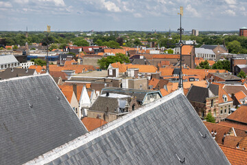 View from roof Grote Kerk at medieval Dutch city Zwolle