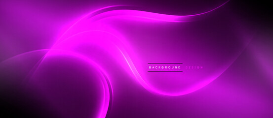Neon glowing circle rays, light round lines in the dark, planet style neon wave lines. Energetic electric concept design for wallpaper, banner, background