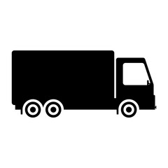 Silhouette cargo truck isolated on a white background, suitable for icons, logos, symbols, promotional media for expeditions, goods delivery, online shopping for delivery.