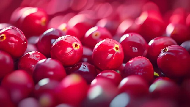 Close up of fresh cranberries