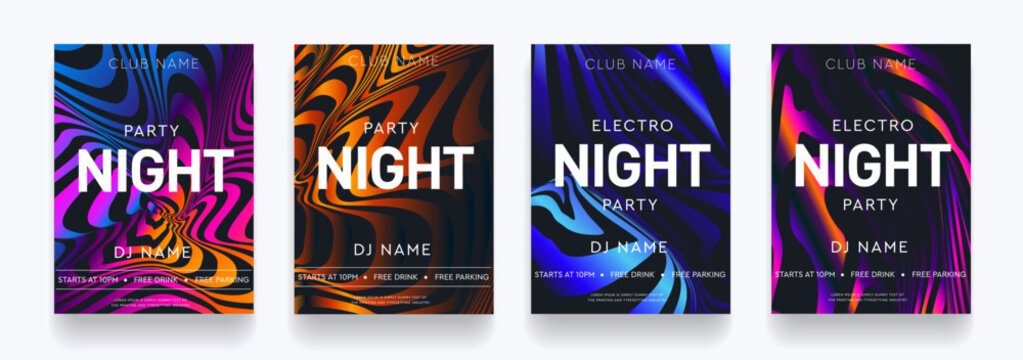 Trendy 3D Set for Hot Night Dance Party. Abstract Background Strips and Graphic Elements for Dance Party, Disco, Club Invitations, Festival Posters, and Flyers. Modern Music Festival Vector Illustrati