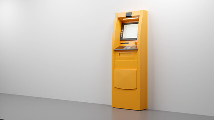 ATM machine on white background, 3D render