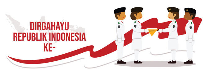 Illustration with the theme of Indonesian Independence Day
