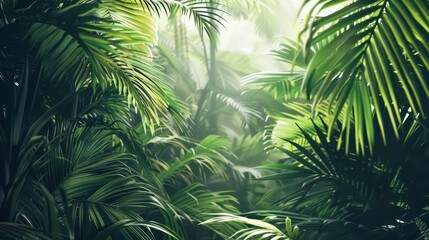 Tropical background green plant leaf South America forest jungle palm tree