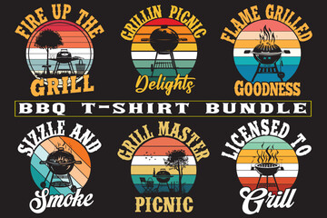 Barbeque t shirt design, High quality vector, Barbeque family, picnic party, grill master t shirt bundle, print on demand 