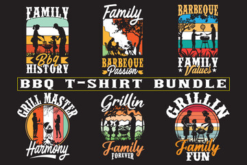 Barbeque t shirt design, High quality vector, Barbeque family, picnic party, grill master t shirt bundle, print on demand 