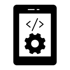 Innovative Mobile app Concept Vector Icon Design, Software and web development symbol, Computer Programming and Coding stock illustration