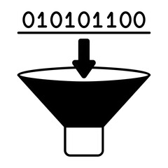 Binary Code Funnel Concept, Data  Vector Icon Design, Software and web development symbol, Computer Programming and Coding stock illustration
