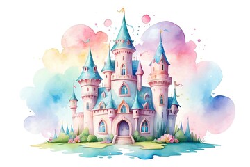 Custom vertical slats with your photo Magical Princess Fairytale Castle, Magical Kingdom Castle, cute Castle, princess, Watercolor castle clipart digital download 