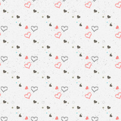 Seamless geometric pattern with hearts. Vector repeating texture. Holiday polka dot