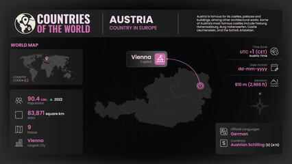 Austria Map Detailed Insights on Geography, Population and Key Facts-Vector Design