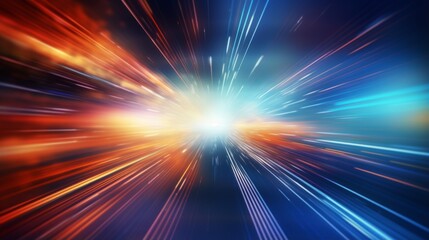 Obraz premium This abstract image showcases dynamic streaks of blue and orange lights, creating a vibrant and energetic visual that conveys a sense of motion, speed, and innovation.