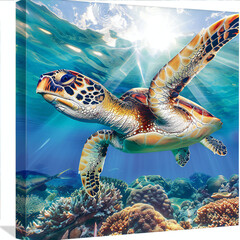Fototapeta premium Tranquil Depths Majestic Ancient Sea Turtle Wallpaper