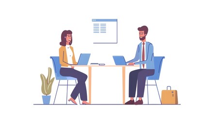 Business People Having a Meeting and Collaborating on Laptops in the Office