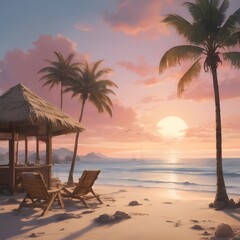 Fototapeta premium Tranquil Sunset on a Tropical Beach