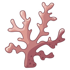 Underwater pink wavy corals, algae on a white background. Vector illustration of ocean algae, sea underwater flora for prints, textiles, fashion design, prints, cards, stickers