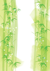 緑の水彩のような笹・竹の背景素材
