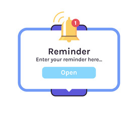 Reminder, notification page with floating elements and business planning, events, timetable flat vector illustration.	
