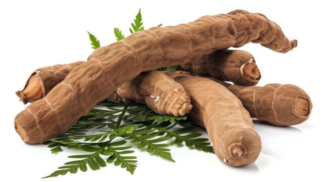 Tamarind placed on white background with clipping paths