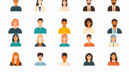 A collection of illustrated avatars featuring diverse professionals, highlighting inclusivity and a modern representation of various career roles and ethnic backgrounds.