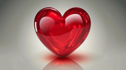 A polished, reflective red heart symbolizing love and passion, with detailed reflections creating depth and a captivating visual experience.