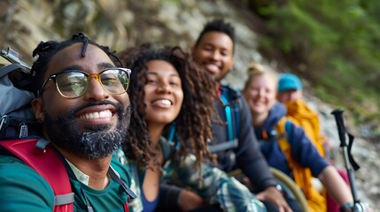 Joyful Journeys: Friends of All Abilities Hiking Together in a Colorful, Inclusive National Park