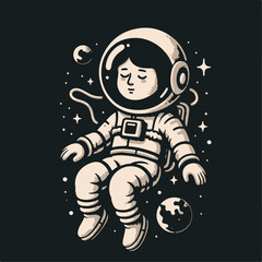 space lovers astronaut illustration. wall poster decoration