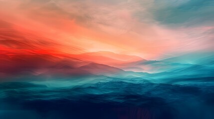 Breathtaking Mountainous Landscape Bathed in Vibrant Sunset Hues Showcasing Nature's Unspoiled