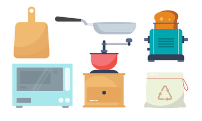 Set of kitchen equipment icon logo