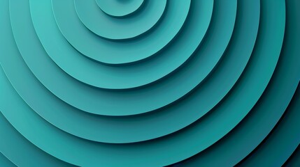 Fototapeta premium Minimalist teal and turquoise concentric circles on light grey background modern geometric design