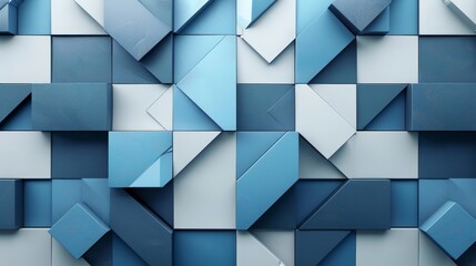 Obraz premium Sophisticated 3d blue and gray geometric wallpaper pattern with bright realistic design