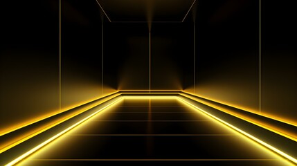Obraz premium Abstract Stage with yellow Neon Lights. Empty Space for Product Presentation