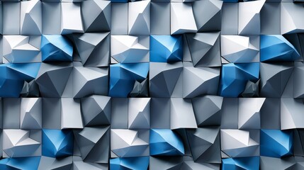 Elegant 3d geometric wallpaper in blue and gray tones, realistic bright color scheme