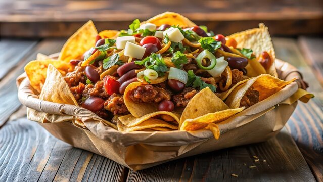 Homemade Frito pie in a bag, a popular Southern dish perfect for casual dining , Southern, food, homemade, Frito pie