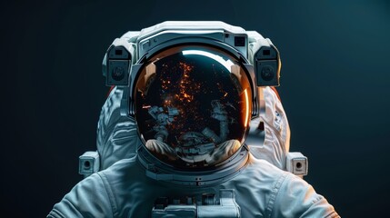 Astronaut Looking Out At Space Through Helmet Visor