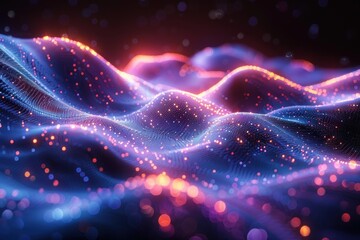 Fototapeta premium Abstract Digital Landscape with Glowing Particles