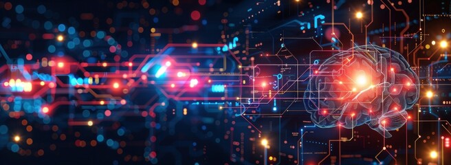 Obraz premium Digital Brain Circuitry Illustration