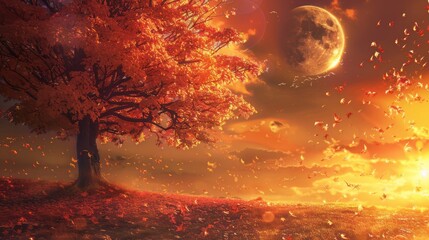 autumnal equinox background concept. copy space