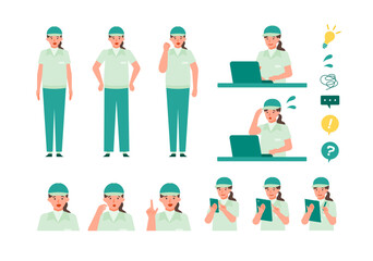 Working Woman. Concept for Problem Solving. Woman cartoon character head collection set. People face profiles avatars and icons. Close up image of Problem Solving Woman.