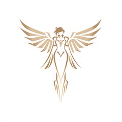 Obraz premium Majestic Golden-Winged Angel