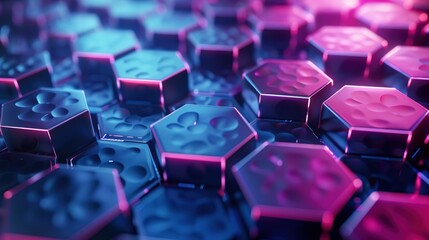 Obraz premium Abstract Hexagon Pattern with Neon Lights
